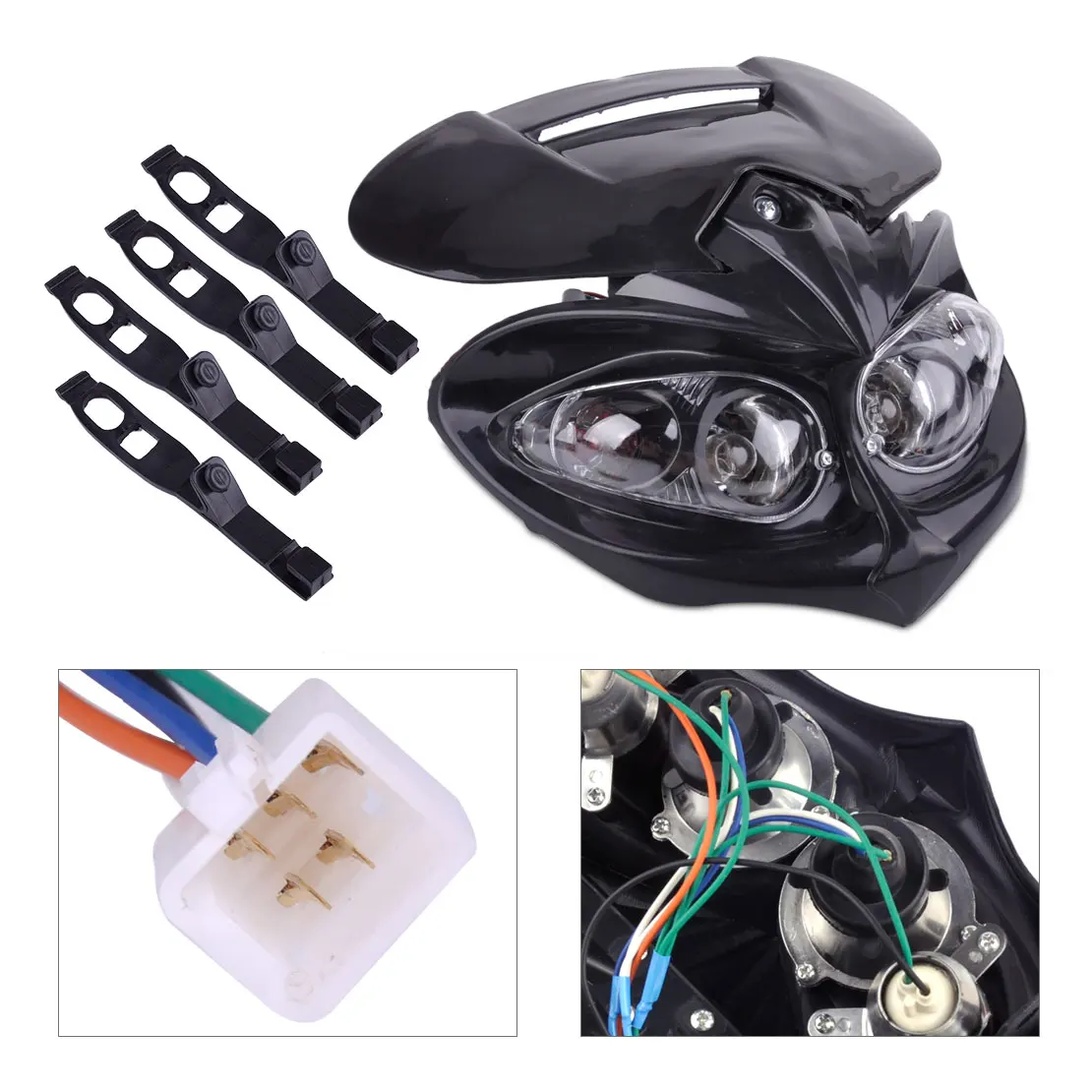 

beler On Sale Front Head Dual Sport Light Lamp Fairing with Mounting Strap for Street Fighter Motorcycle Off-Road Street Ran