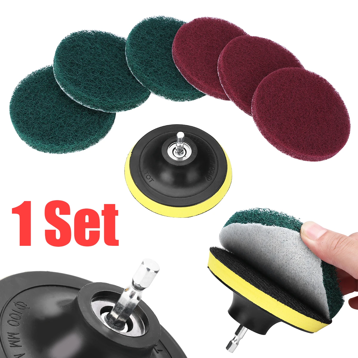 

1 Set New 5 inch Drill Brush Head Power Scrubber Scrub Pads Porcelain Tile Cleaning Tools+ 6.35mm Metal Shaft Connecting Rod Kit