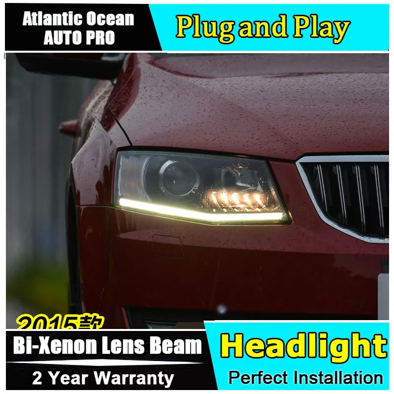 

new head light car styling For Skoda Octavia headlights 2015-2017 For Skoda Octavia Bi-xenon head lamp Double lens HID KIT