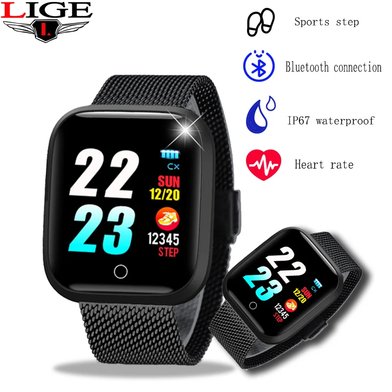 LIGE умный фитнес-браслет с Bluetooth спортивный браслет IP67 Водонепроницаемый монитор сердечного ритма умный Браслет для фитнеса для iOS и Android