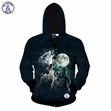 2017 Mr.1991INC jacket for men/women 3d sweatshirt print 3 wolf Howl to the moon casual hoody with zipper hooded hoodies