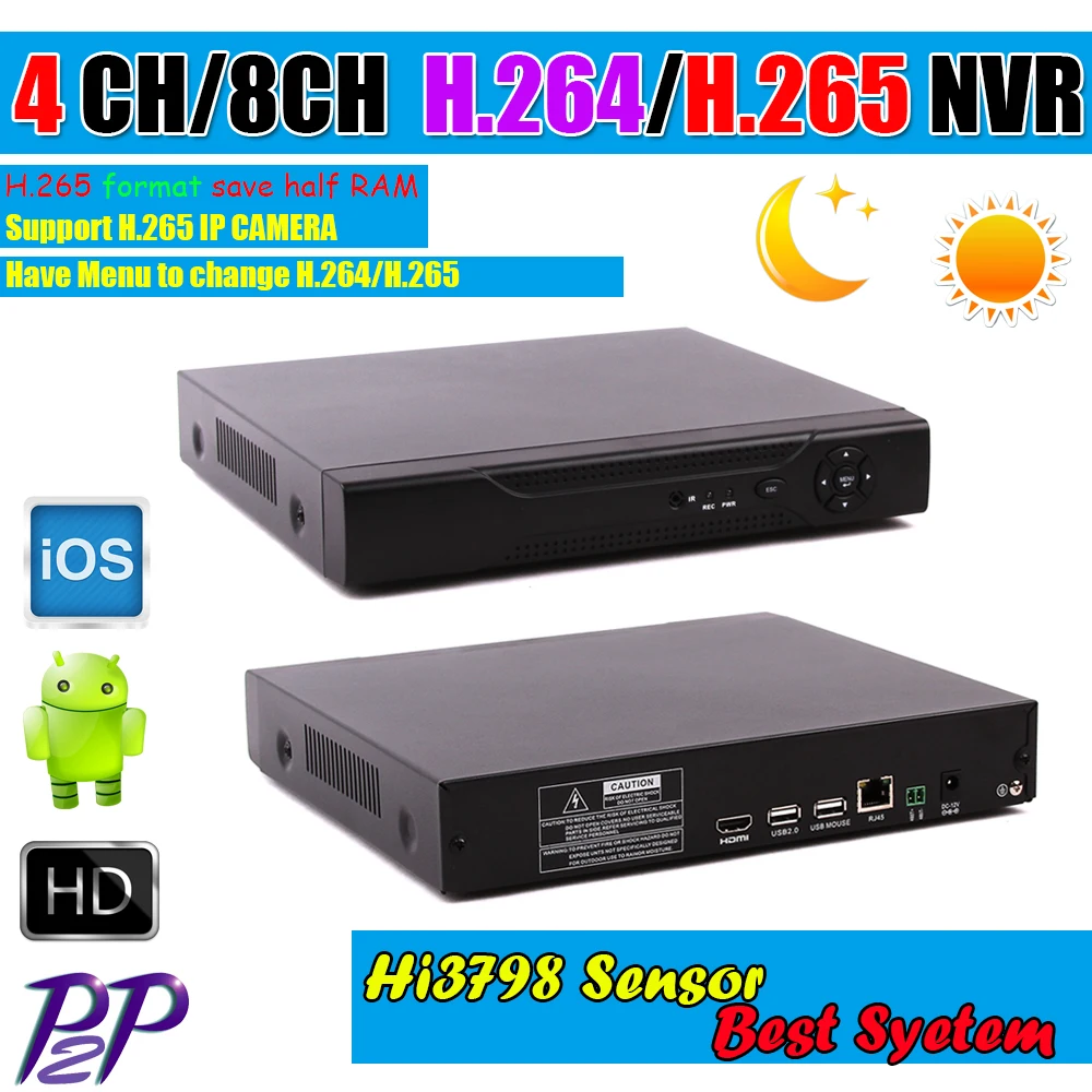 2015 New Hi3798M HD Network DVR 4/8 Channel H.265 4CH 5MP/3MP CCTV NVR For 5MP /3MP IP Camera Onvif 2.3 Support 3G Wifi RS485PTZ