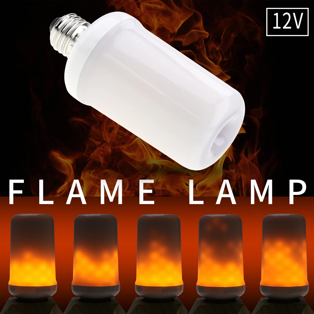 LED Flickering Dynamic Burning Light E14 LED Fire Bulb 7W E26 New Year Decorations Flame Lamp E27 12V LED Lamp Flame Effect 2835