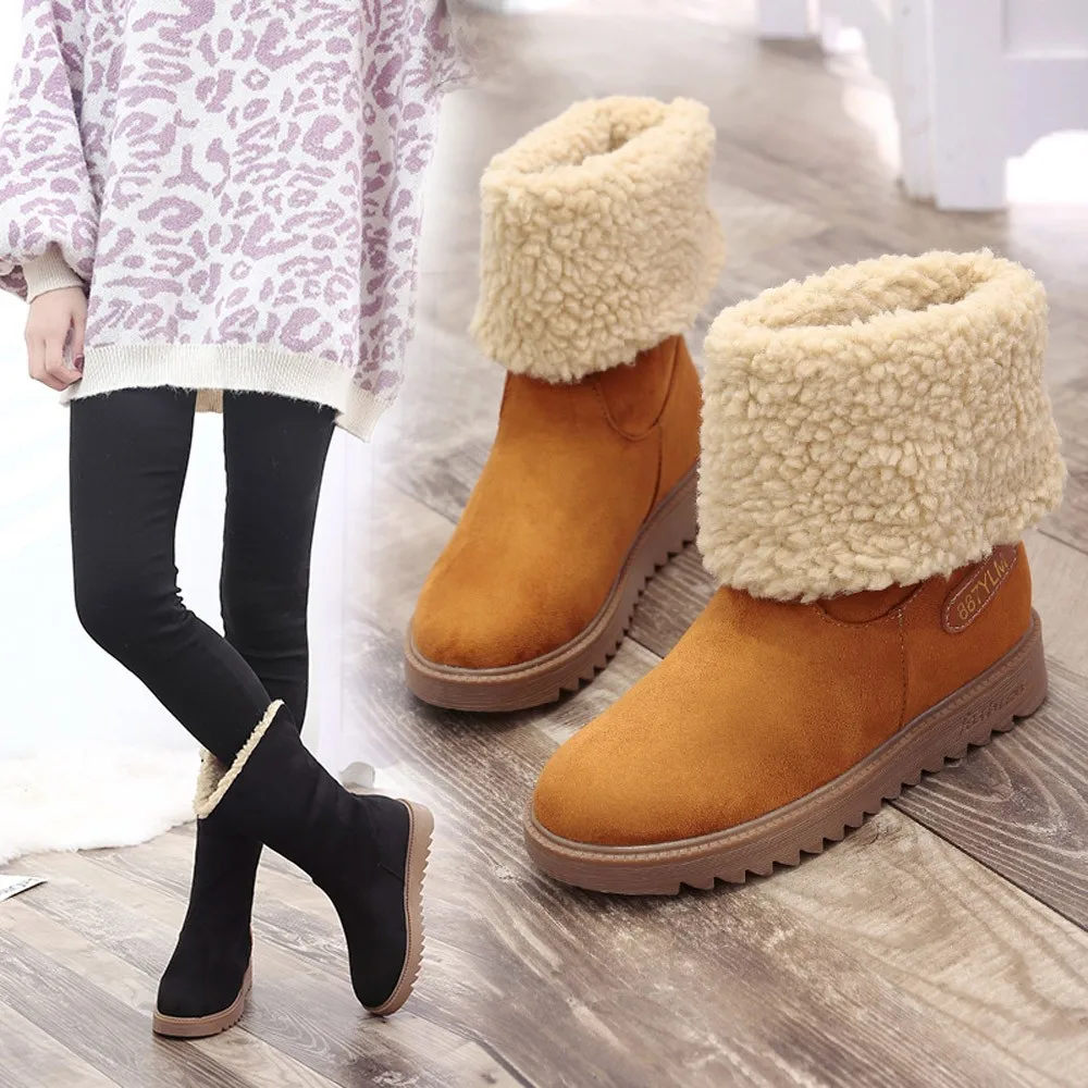 

Women Winter Snow Boots Women Fashion Lace Up Plush Warm Short Cotton Shoes Martin Winter Boots Women Warm Snow Short Boots #g8