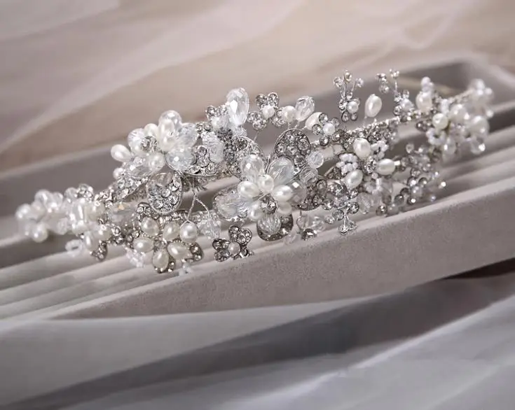 Повязка на голову с жемчугом и золотыми кристаллами для невесты|bridal tiara headband|tiara