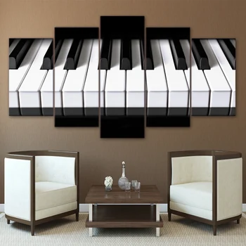 

5 pieces canvas art piano keys HD printed music poster canvas painting home decor wall pictures for living room