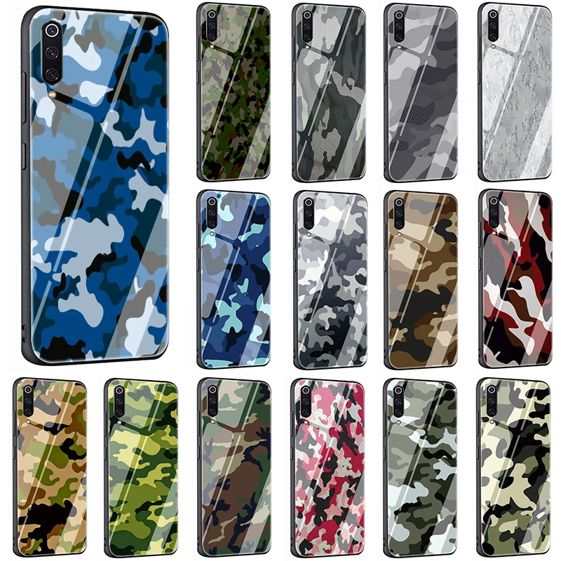 

Army Camo Camouflage Pattern Tempered Glass phone case for Xiaomi 8 Lite 9 A1 A2 Redmi 4X 6A Note 5 6 7 Pro F1