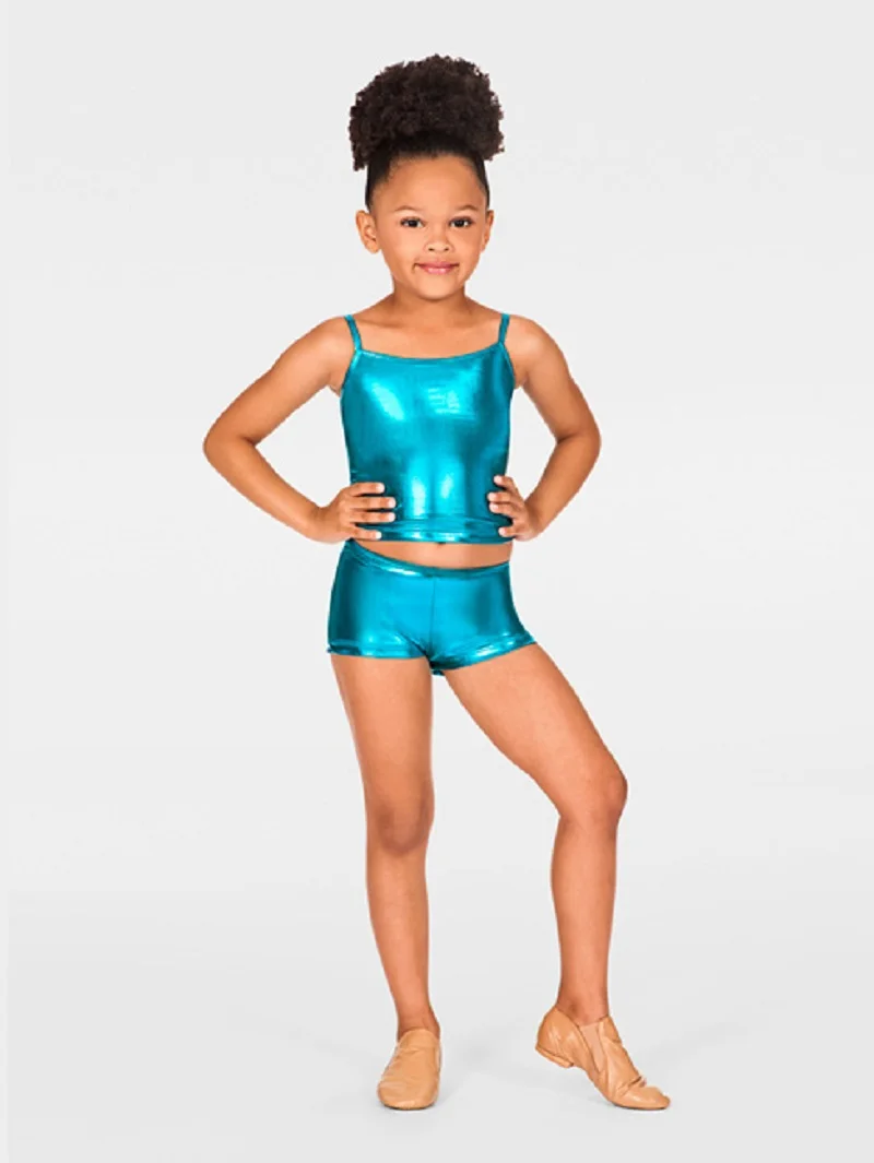 ICOSTUMES Girls Metallic Gymnastics Shorts Metallic Rave Booty Dance