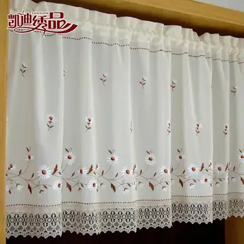 

Nice Curtains Rustic finished products embroidery coffee kitchen cabinet short door curtain cortinas for window