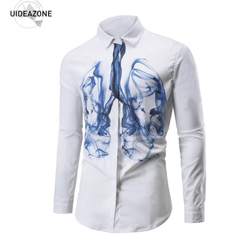 

2018 Autumn Winter Shirt Men New Fashion Hip Hop Smoking Print 3D Clothing Casual Long Sleeve Hawaiian Shirt Camisa Social