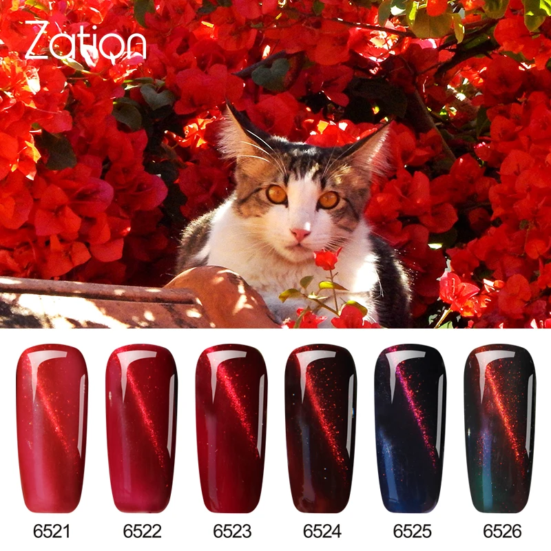 

Zation New Nail Art Long Lasting Glitter Metallic Gel Varnish Soak Off UV Lamp Nail Gel Polish 3D Red Cat Eye UV Gel Nail Polish