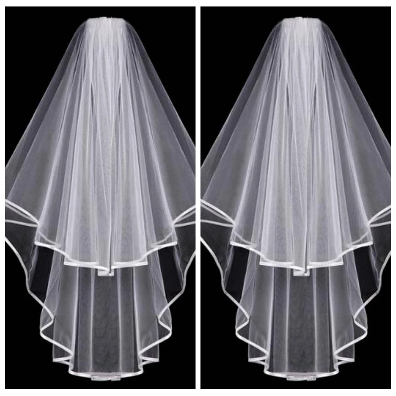 

Simple Short White ivory Bridal Veil 2019 Two Layers With Comb Bridal Wedding Accessories Hair Accessories