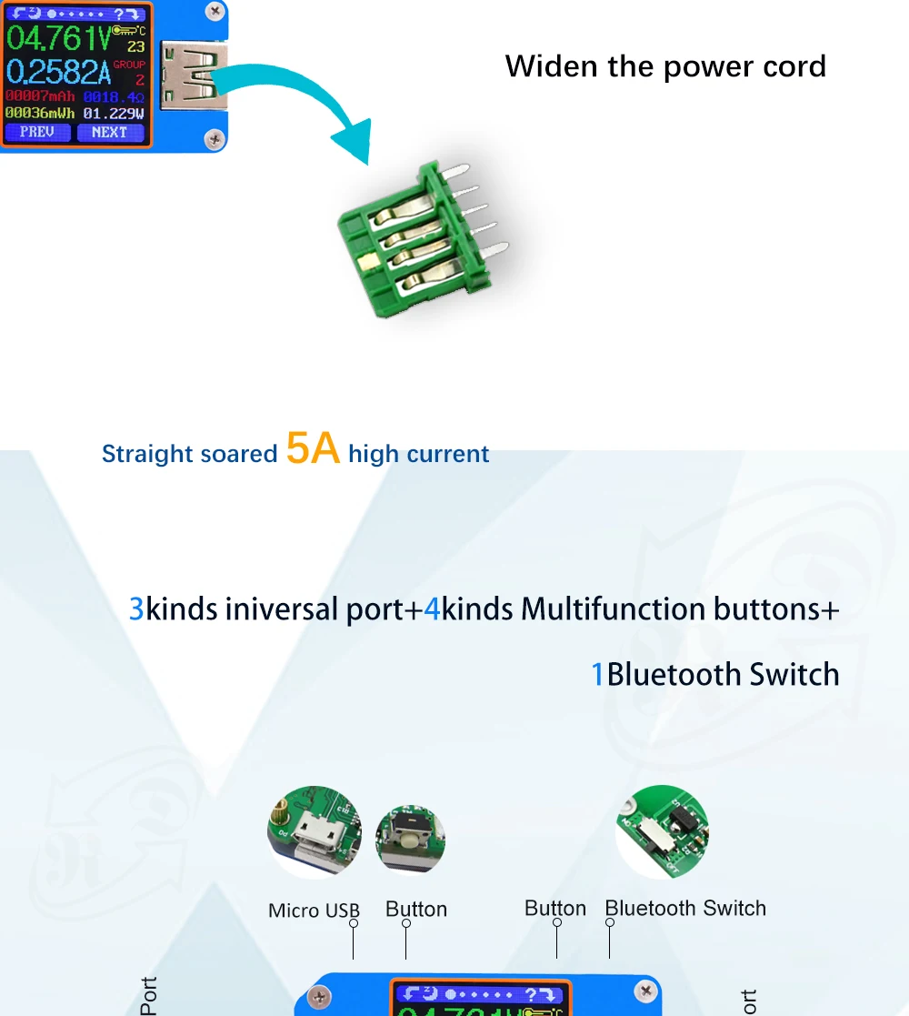 UM25C/UM25 USB 2,0 тип-c цветной ЖК-тестер Вольтметр Амперметр Измерение заряда батареи сопротивление кабеля