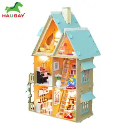DIY Кукольный дом Кукольный домик с мебелью аксессуары деревянные куклы дом для детей подарок на день рождения Casa распродажа
