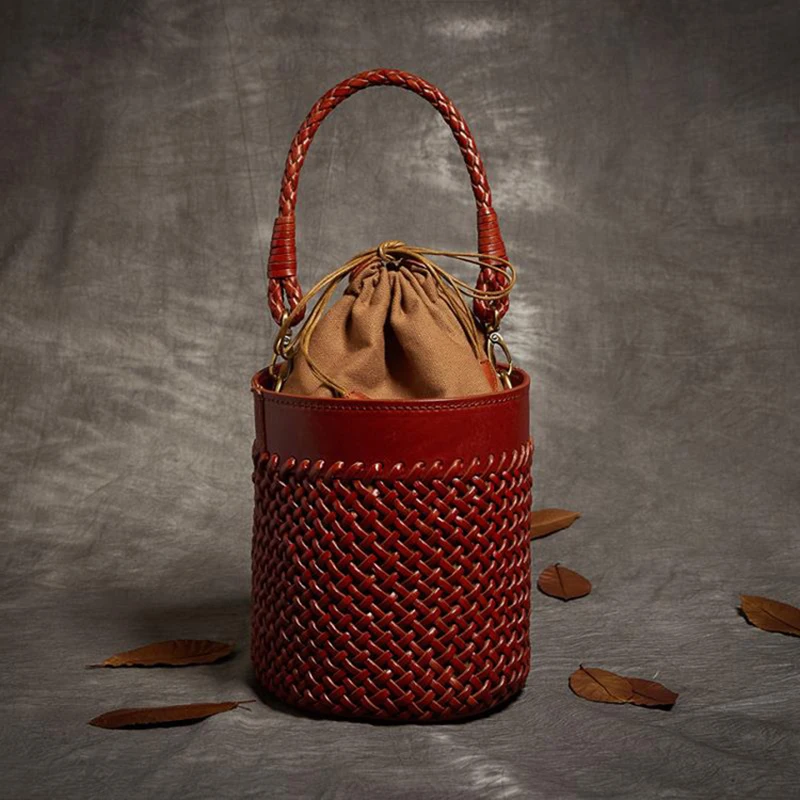

Summer Shoulder Sling Bags Handmade Genuine Leather Ladies Handbags 2018 Woven Leather Handbags Female Messenger Crossbody Bags