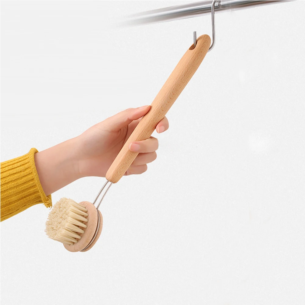 

Portable Wooden Long Handle Pan Brush Dish Dish Washing Bowl Cleaning Brush Handle design Kitchen Cleaning Tools