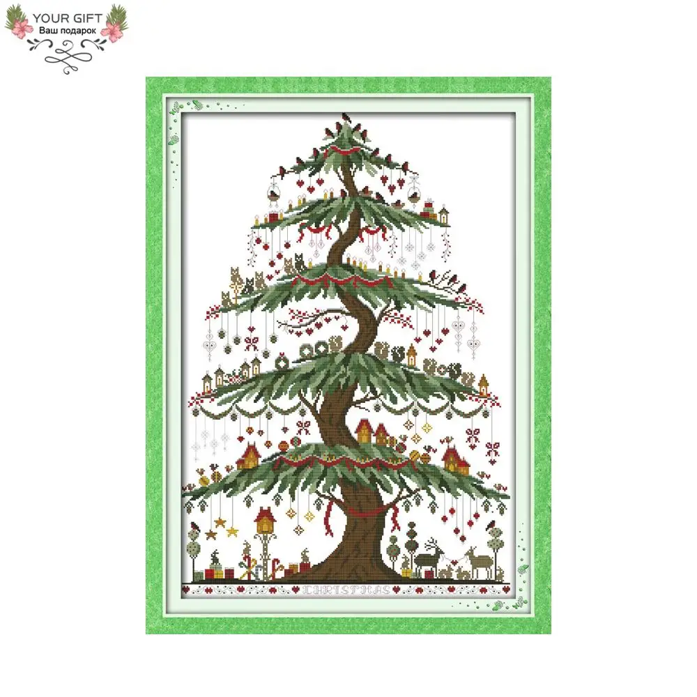 

Your Gift Free Shipping Counted and Stamped Christmas Tree Needlework Embroidery Cross Stitch Kits for Home Decor J262(2)