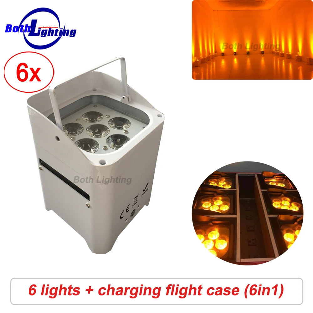 Смарт DJ 6x18 Вт RGBWA UV 6в1 Свадьба Uplighting беспроводной dmx Wifi и пульт дистанционного
