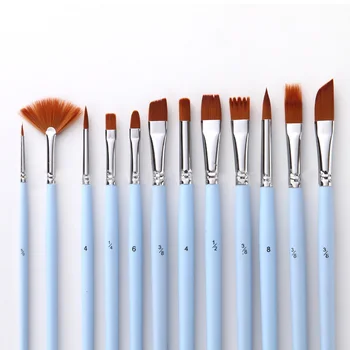 

12Pcs Short Rod Oil Acrylic Brush Watercolor Pen Art Supplies Paint Oil Brush Set Multiple Pens Nylon Hair Painting Brush