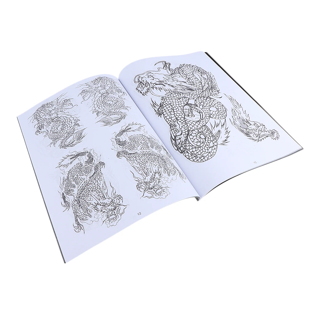 Oriental Body Art Tattoo Flash Dragon Reference Pattern Manuscripts Book 48 Pages