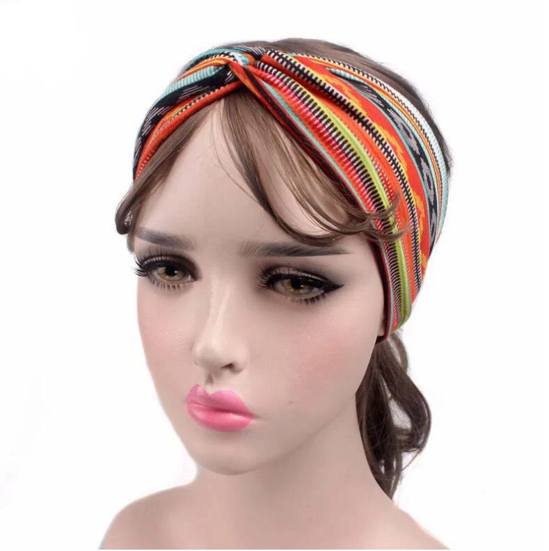 Модные женские повязка на голову с перекрестом лента для волос при занятиях йогой винтажные принадлежности для волос богемные женские