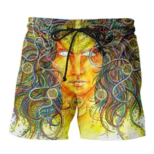 YX для девочек мужские повседневные шорты Psychedelic жидкий свет 3d печатных пляжные шорты для мужчин брюки шорты с Кулиской