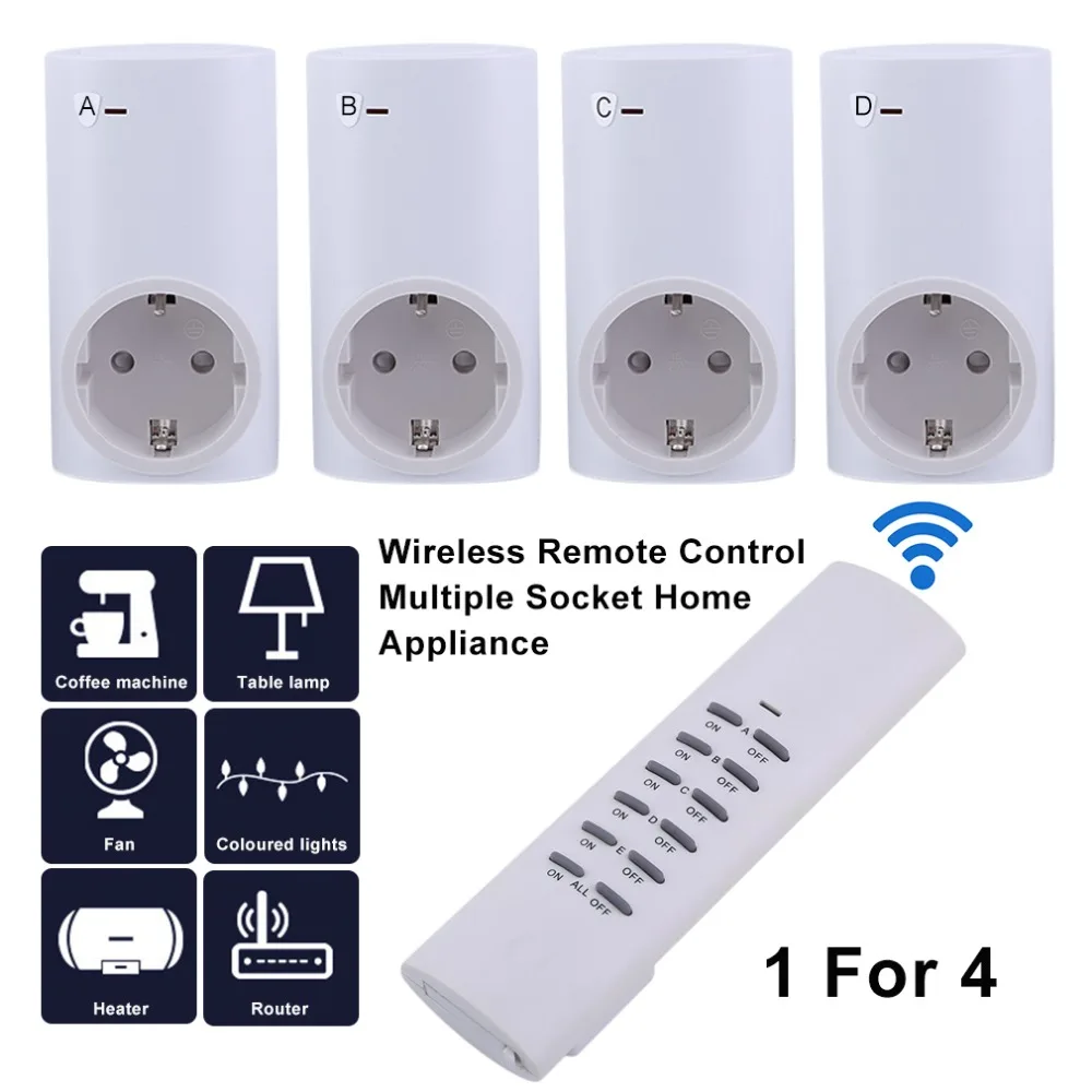 Kopen 1 Voor 3 1 Voor 4 Draadloze Afstandsbediening Meerdere Socket Smart Switch Standaard Stopcontact Thuis Huishoudapparaat Voor DIY thuis
