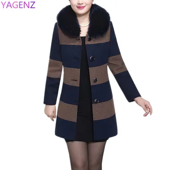 

Women Woolen Outer Suit Large Size Middle - Aged Mother Loaded High Quality Fur Collar Outer Suit New Autumn Clothing A30 YAGENZ