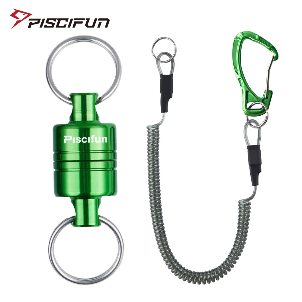 

Piscifun Magnetic Net Release Fly Fishing Tying Tool Equipment Aluminum Strong Train Net Holder 7.7LB Lanyard Cable Pull 3.5KG