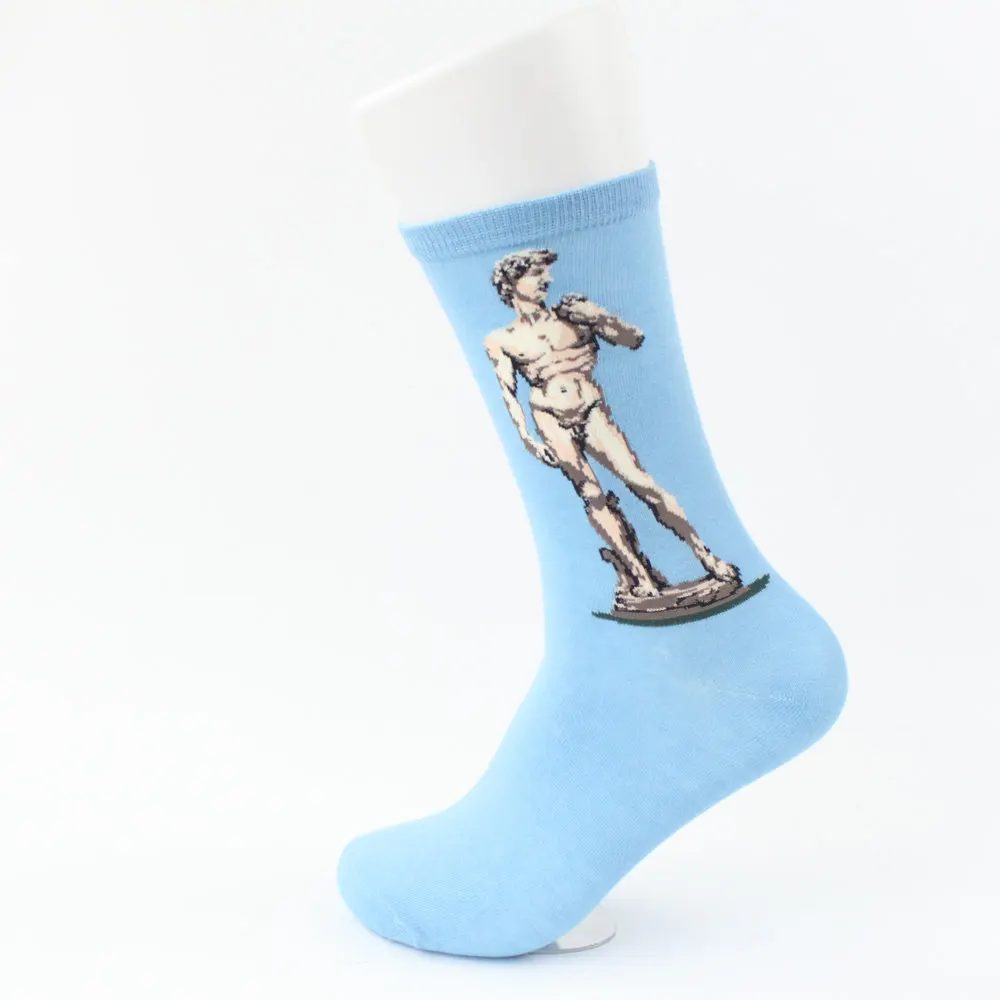 Носки унисекс для мужчин и женщин; хлопковые носки в стиле Харадзюку; милые хлопковые носки с рисунком Ван Гога; забавные носки в повседневном стиле в стиле ретро - Цвет: 8