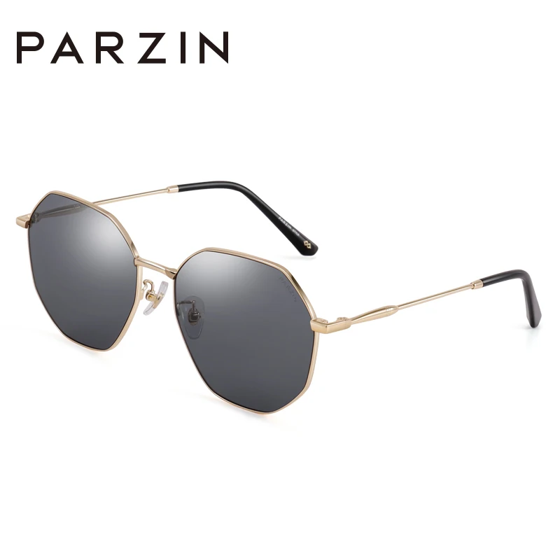 Женские солнцезащитные очки высокого качества PARZIN бренд дизайнер металлическая многоугольная оправа солнцезащитные очки мода тенденция новые продукты - Lenses Color: Black