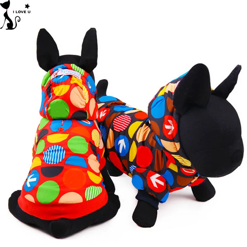 Waterproof Sport Dog Coat and Jacket Wholesale Cheap Pet Dog Hoodies Cotton-padded Winter Dot Cat Clothes Pet Clothing XXS-L 065