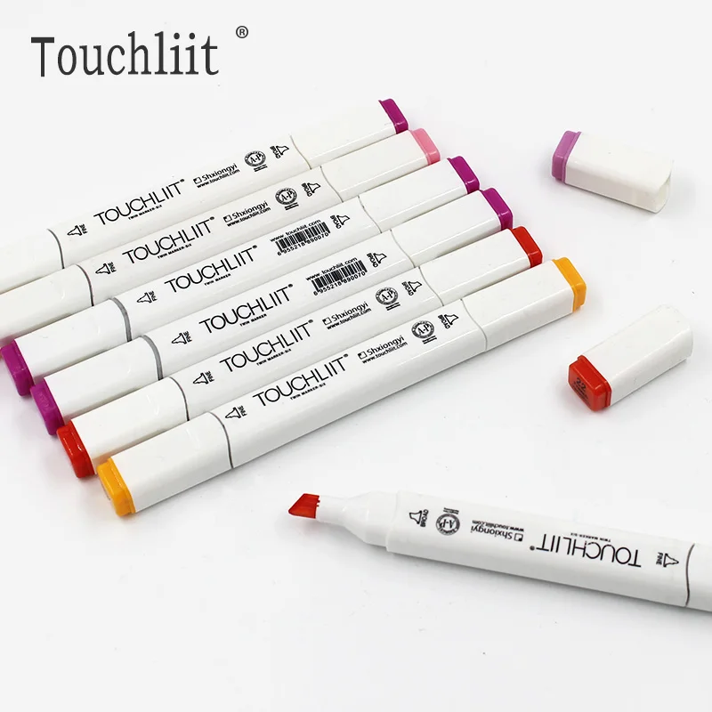 Touchliit художественный маркер 204 цветов спиртовой масляной маркер двухсторонний мелкий кончик художественная живопись для аниме/здания/одежды/ландшафта