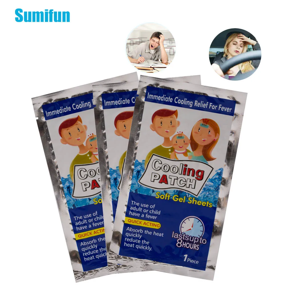 Sumifun 1/3/8/10Bags Cooling Patch Adults Baby Fever Down Lower Temperature Ice Gel Polymer Hydrogel Medical Plaster C1593