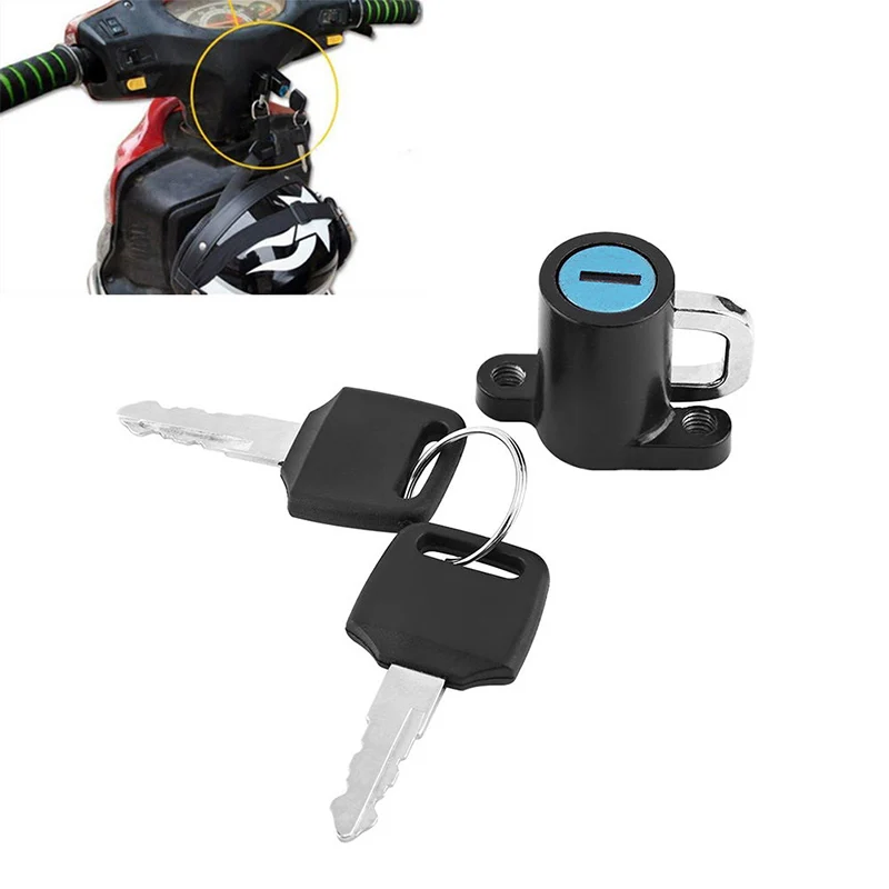 Universal Motorcycle Motorbike Helmet Lock Hanger Hook 2 Keys Set
