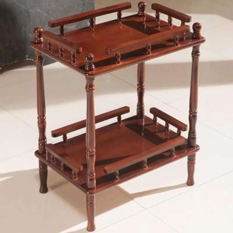 Wood Tea Table Wheeled brake Round square small coffee table sofa side table edge corner simple chess wood living room furniture
