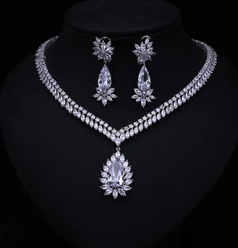 

2016 new Luxury Bridal Vintage African Clear White Cubic Zircon Crystal Wedding Jewelry Set For Brides