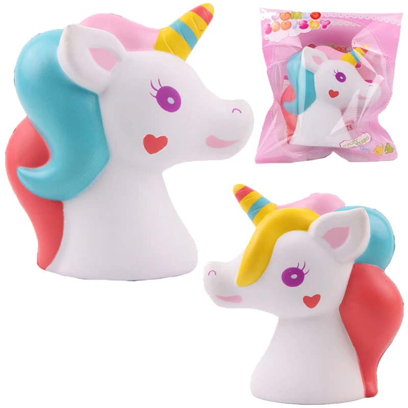 

16cm Jumbo Squishy Rainbow Unicorn Toy Soft Slow The Growth Cute Squishy Unicornio Head Stress Relief Toys For Adults