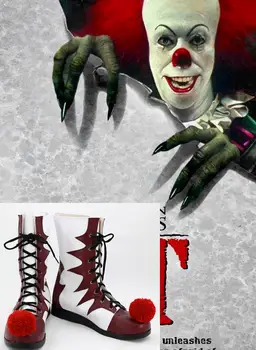 

White Red Synthetic Leather Boots Stephen King's It Pennywise Cosplay Shose Halloween Horrible Clown Cosplay Disguisment
