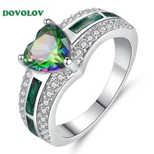 Dovolov любовь таинственный цветной, с кубическим Цирконом серебряное кольцо с сердечком для женщин женские обручальные кольца; Прямая поставка; D376