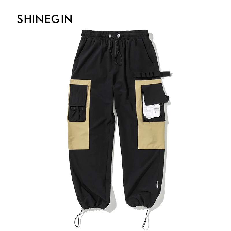 SHINEGIN Harajuku Multi-Pockets trousers men pants quick dry track pants men tactical patchwork pants men pocket trousers 059W