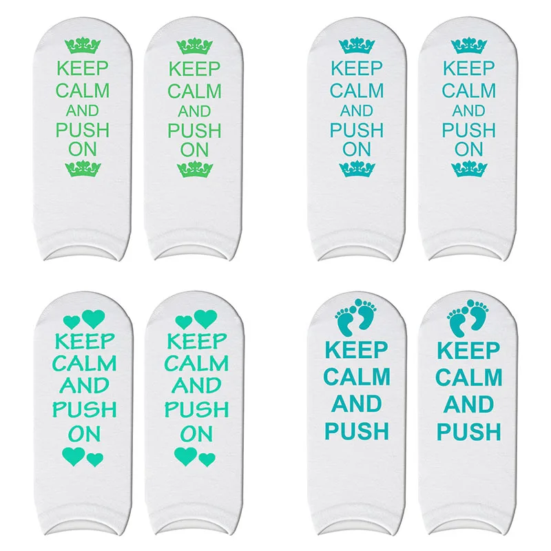 

New 3D Printed Keep Calm and Push Short Socks Kindred Bravely Labor and Delivery Inspirational Fun Ankle Socks for Maternity