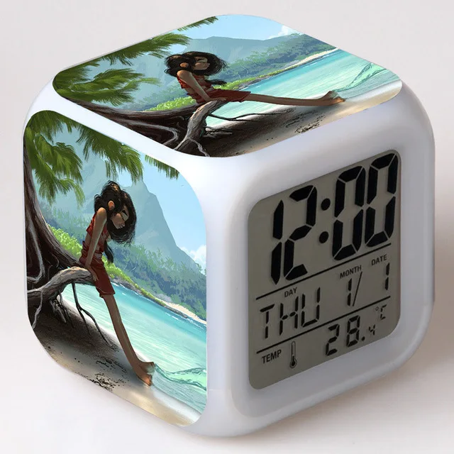 Фильм ТВ Moana часы цифровые часы принцесса предпродажа Моана Мауи Waialik игрушки heihei 7 цветов светодио дный светодиодный ночной будильник - Цвет: Армейский зеленый