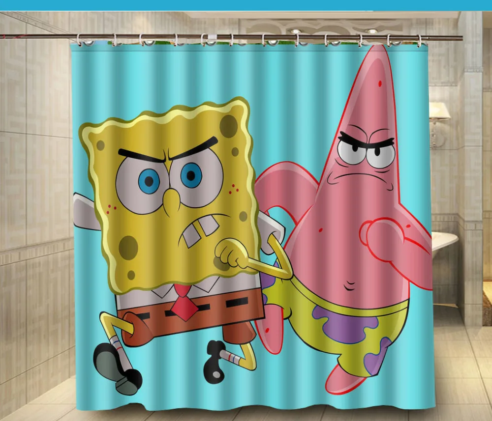 Spongebob Squarepants es de dibujos animados enojado Fabric Shower Curtain  180 x 180 cm Mouldproof impermeable cortina de ducha del cuarto de baño  decoración|fabric shower|shower curtainfabric shower curtain - AliExpress