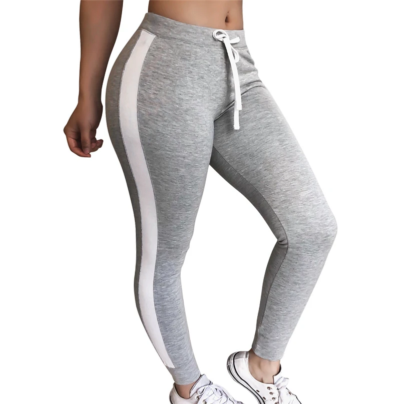 Womens Fashion Sportswear Casual Striped Drawstring Pants Women Bowtie Sports Casual Pants Running Pants #4NV29 (21)