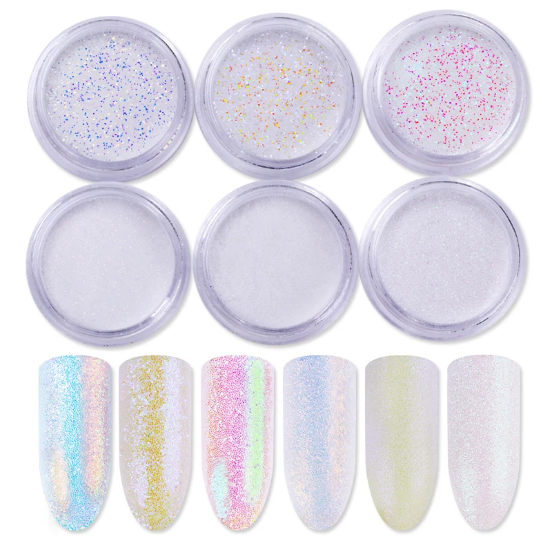 Nail Sequins Flakes Mixed Size Holographic Paillette Glitter Powder 3D Nail Art Decoration Nail Designs Tips 6 Boxes/Set - Цвет: Set 14