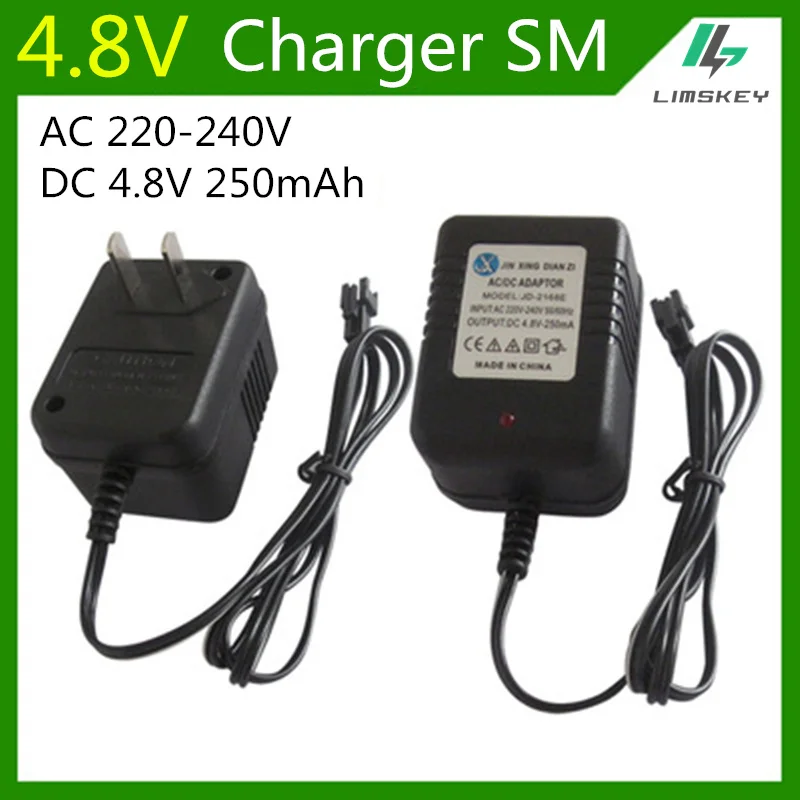 

4.8V 250mA battery charger For 4.8 V AA NiCd and NiMH battery charger For RC toy car SM plug AC 220-240V DC 4.8V 250mA