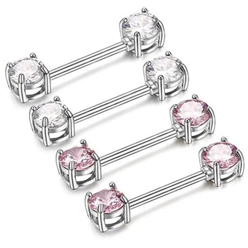 1pair 3 Color Import 5a Zircon Dangle Nipple Piercing Shields Barbell 316l Surgical Steel Nipple 