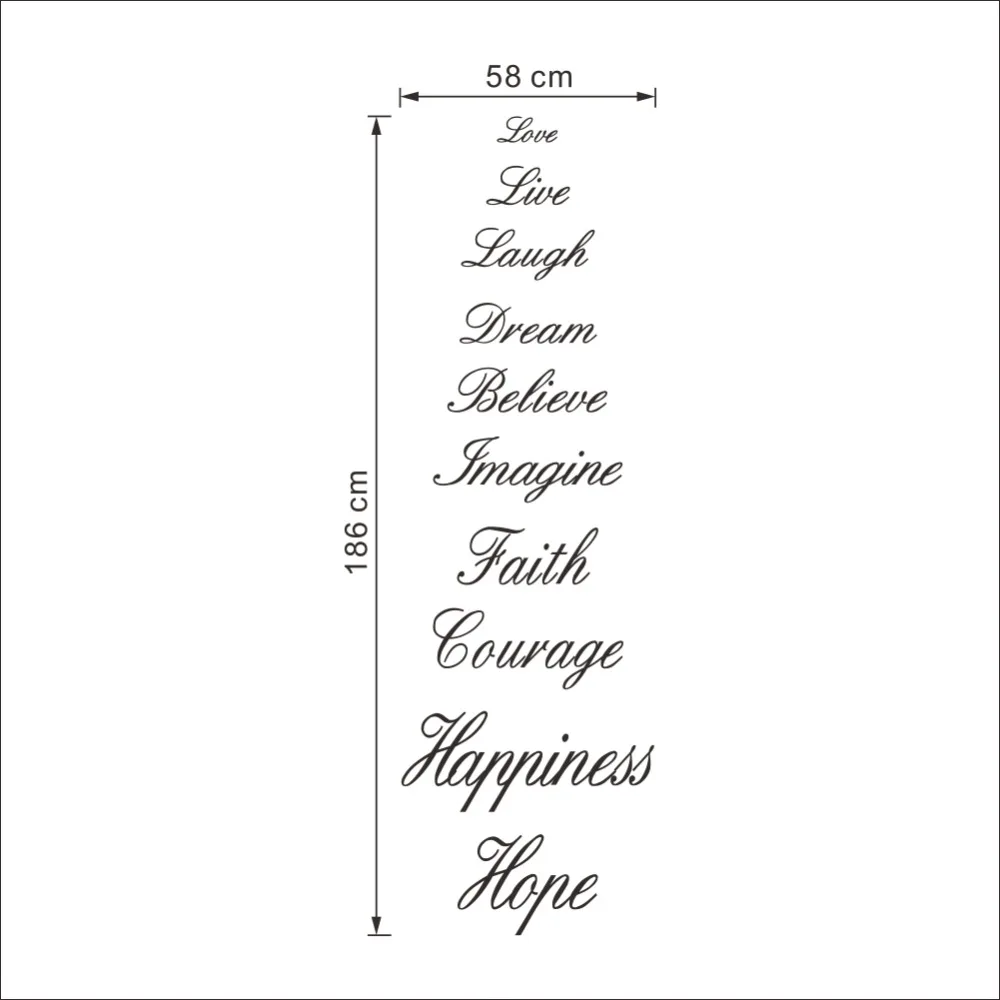 Love Live Laugh Dream Believe Imagine Faith Courage Hiness Hope Love Live Laugh Dream Believe Imagine Faith Courage Hiness Hope English Proverb Wall Quote Decal Sticker Words Decor In Stickers From Home