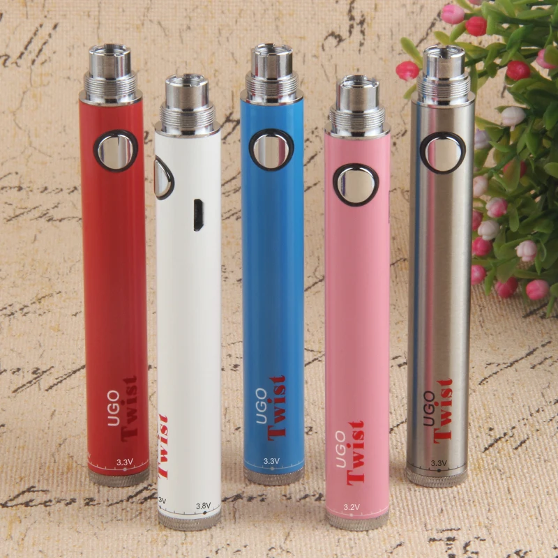 

3pcs UGO Twist battery 900mah USB Passthrough Battery eGo Twist Variable Voltage for Ego 510 Thread E Cigarette Atomizer